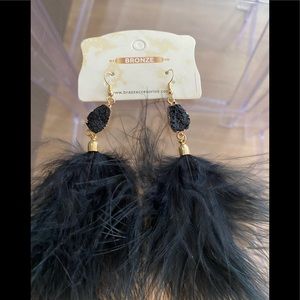 Black fur earrings